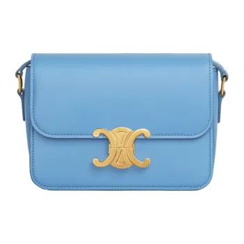 CELINE Shiny Cow Leather Shoulder Bag, Handbag, Shoulder Bag, Crossbody Bag Women's Sky Blue