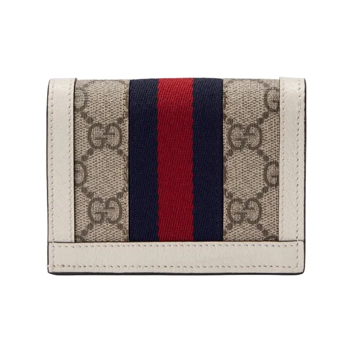 GUCCI Ophidia Canvas With Leather Wallet, Card Holder Women's Ebony/White-5