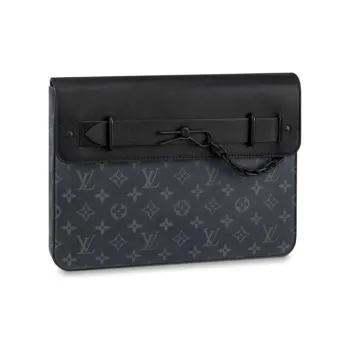 LOUIS VUITTON Coated Canvas Clutch Men's Black