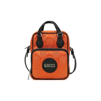 GUCCI Off The Grid Nylon Handbag, Crossbody Bag Regular Unisex Orange/Black