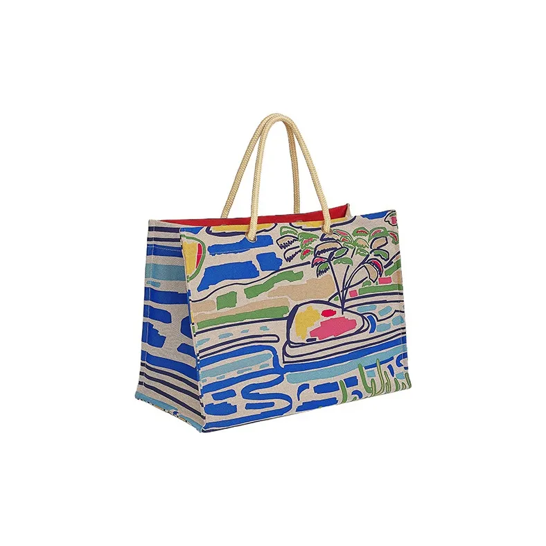 HERMES Water-Resistant Canvas Tote Bag Handbag Beach Bag Shoulder Bag Regular Women's-1