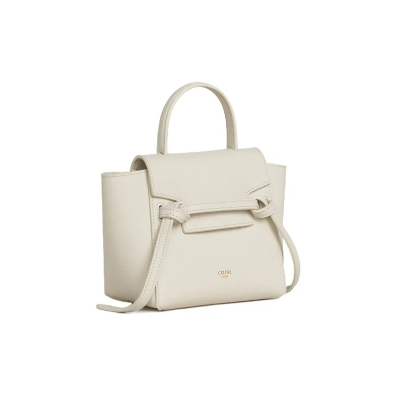 CELINE Belt Cow Leather Catfish Bag Handbag Portable Crossbody Bag Shoulder Bag Women's Candy Color Ecru-1