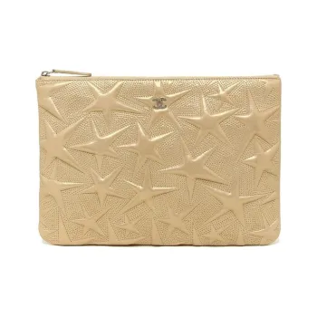 CHANEL Lambskin Zip Closure Wallet Women's Gold