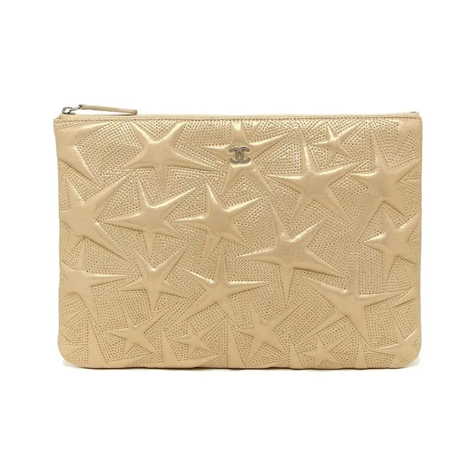 CHANEL Lambskin Zip Closure Wallet Women's Gold-0