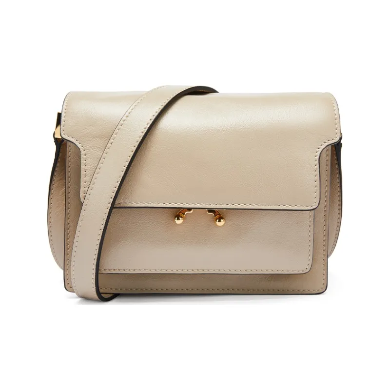 MARNI Trunk Cow Leather Portable Crossbody Bag Shoulder Bag Women's Light Gray-0