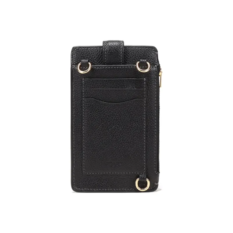COACH Turnlock Leather Cell Phone Pouch Crossbody Bags Women's Black-3