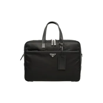 PRADA Recycled Nylon And Saffiano Leather Briefcases Handbags Men's Black
