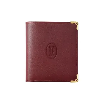 CARTIER Cow Leather Wallet Women's Burgundy