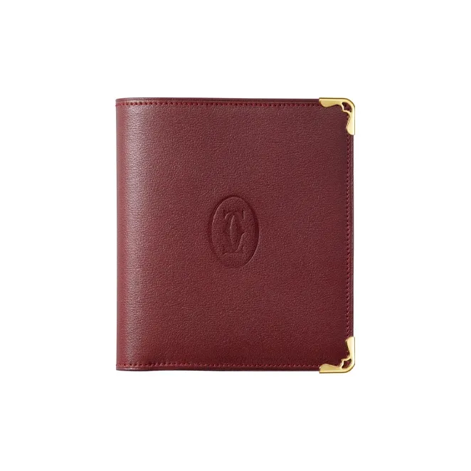 CARTIER Cow Leather Wallet Women's Burgundy-0