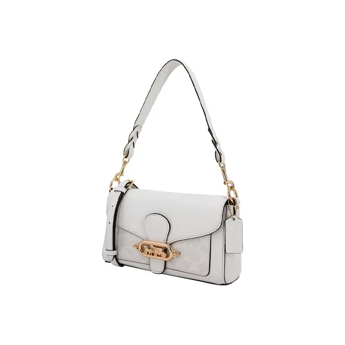 COACH Jade Leather Shoulder Bag, Portable Crossbody Bag Women's White Monogram-1