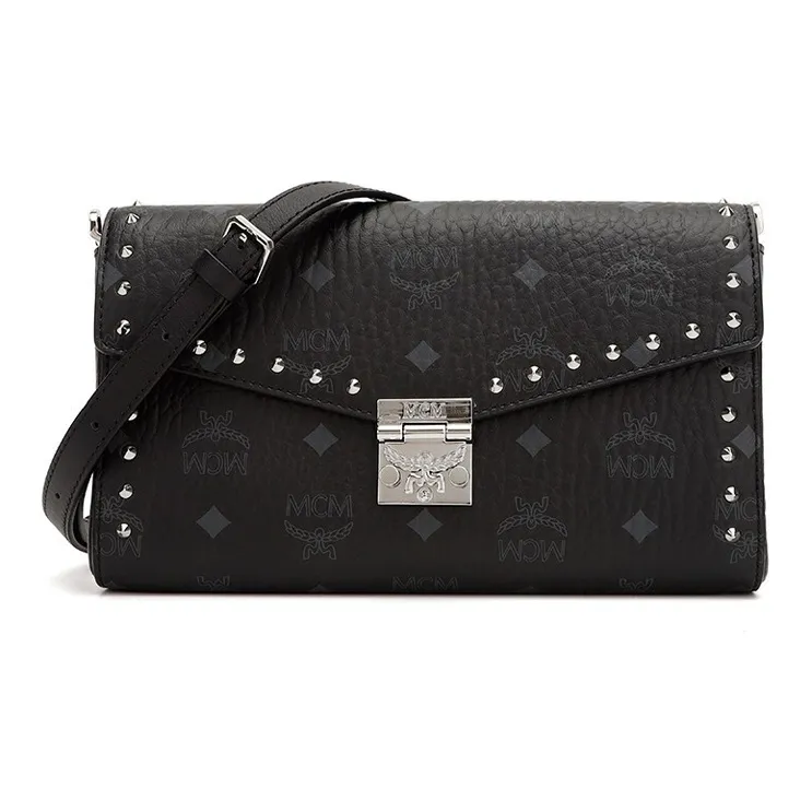MCM Millie Visetos Artificial Leather Shoulder Bag, Crossbody Bag Women's Black-0
