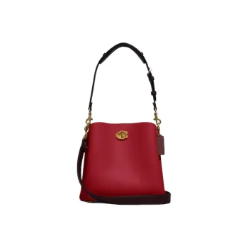 COACH Willow Grain Leather Bucket Bag, Handbag, Shoulder Bag, Crossbody Bag Medium Size Women's Red