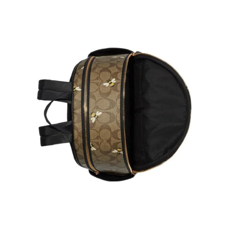 COACH Court Cow Leather Backpack Large Size Women's Khaki & Black-3