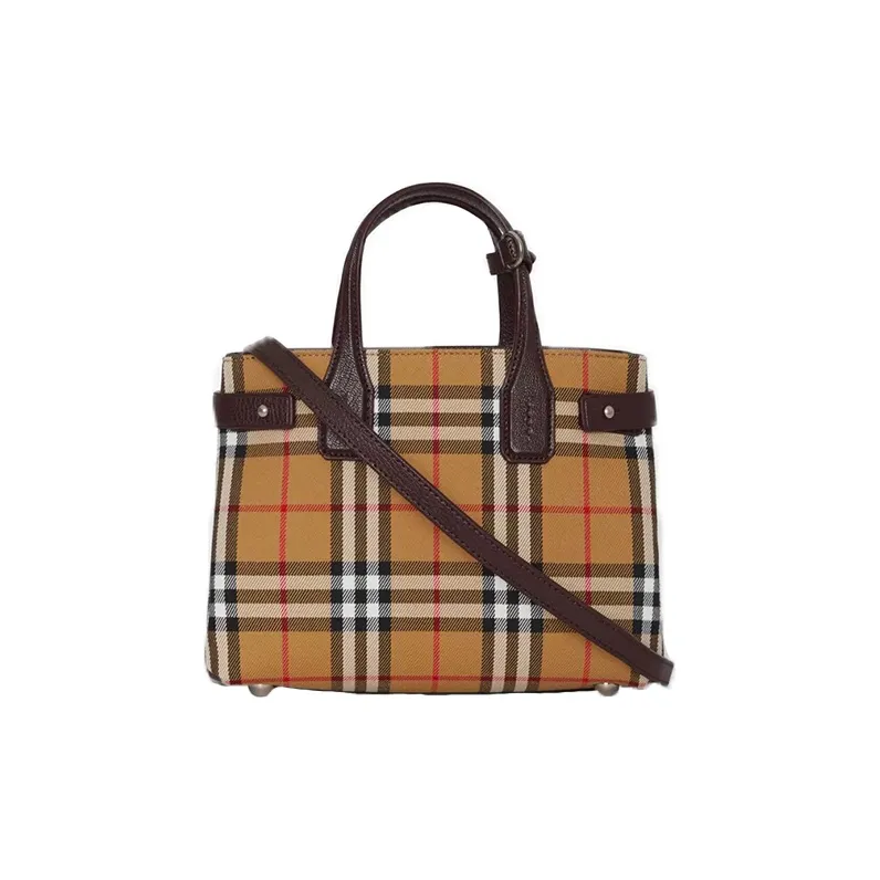 Burberry Banner Tote Leather Small Deep Claret-1