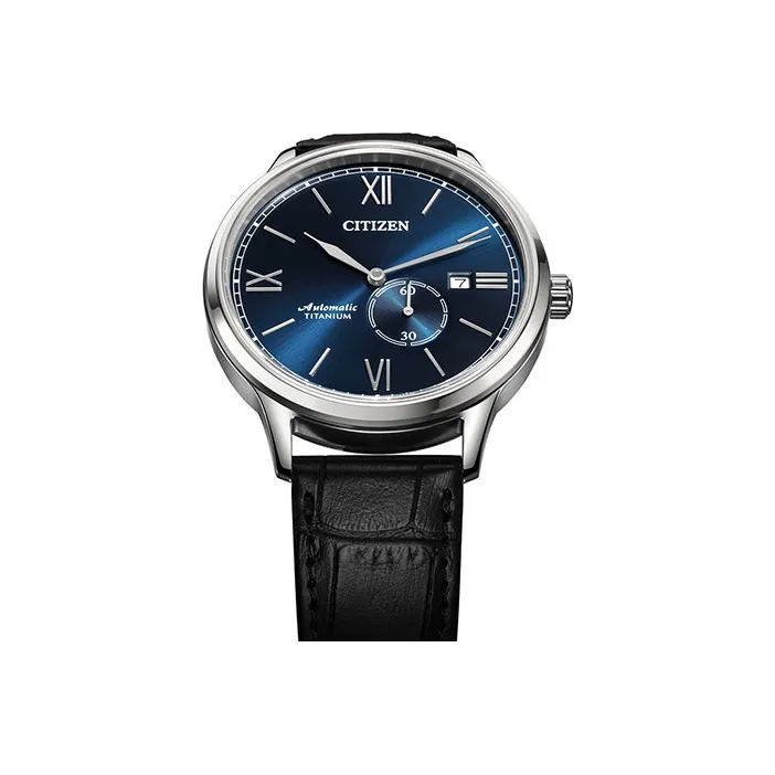 CITIZEN Automatic Mechanical Movement Cow Leather Strap Watch 42.4mm Men's Watches Blue Dial NJ0090 21L-1