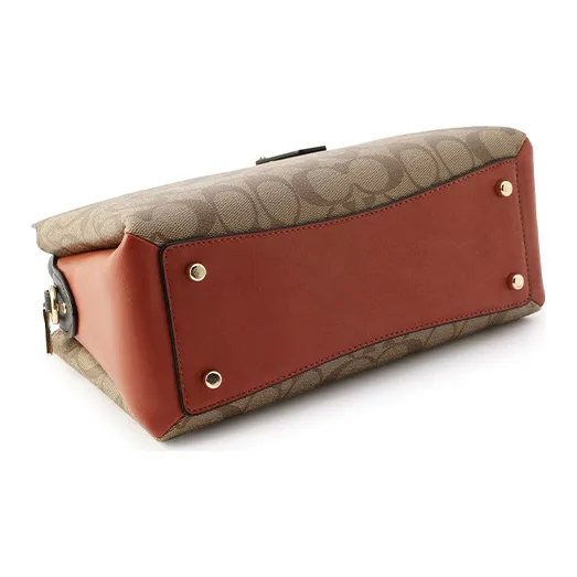 COACH Lillie Canvas With Leather Handbag, Shoulder Bag, Crossbody Bag Mini Women's Light Brown-3