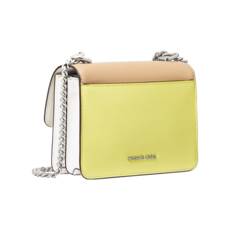 MICHAEL KORS Jade Leather Shoulder Bag, Crossbody Bag Mini Women's Orange & Yellow & White-2