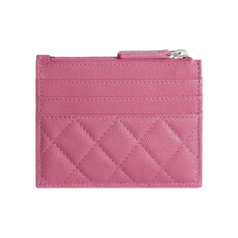 CHANEL Cow Leather Card Holder Unisex Pink-1