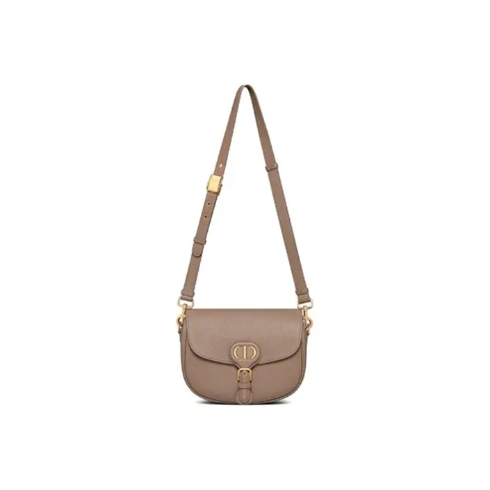 DIOR Bobby Grained Calfskin Shoulder Bag Crossbody Bag Medium Size Women's Warm Taupe Gray-4