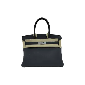 HERMES Birkin Togo Calfskin Birkin Bag Handbag Women's Noir Black