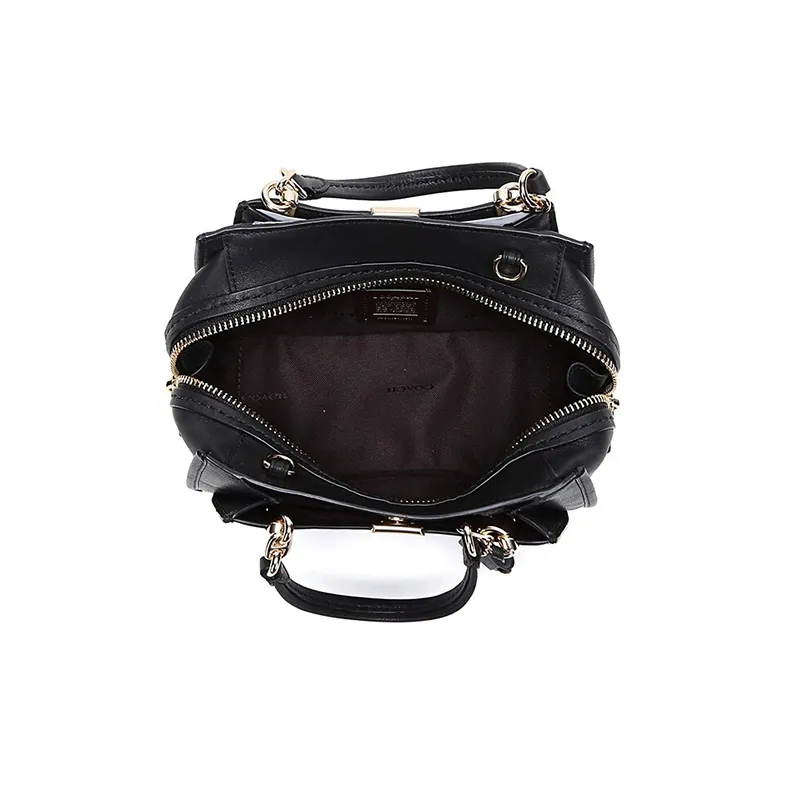 COACH Leather Portable Crossbody Bag, Shoulder Bag Trumpets Women's Black-4
