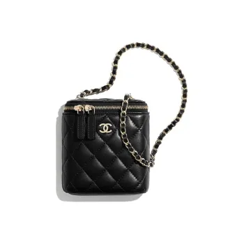 CHANEL Sheepskin Makeup Bag, Shoulder Bag, Crossbody Bag Mini Women's Black