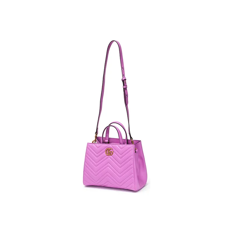 GUCCI Marmont Quilted Leather Tote, Shoulder Bag, Crossbody Bag, Handbag Trumpets Women's Pink Purple-3