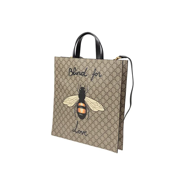 GUCCI Canvas With Leather Tote Bag Shopping Bag Crossbody Handbag Shoulder Bag Women's Gray-2