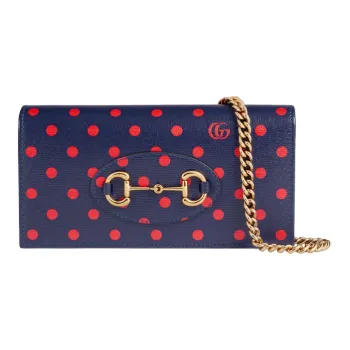 GUCCI Horsebit 1955 Leather Shoulder Bag, Crossbody Bag, Clutch Wallet Women's Blue