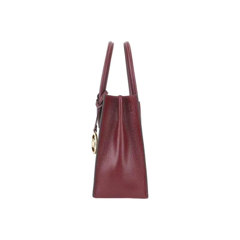 MICHAEL KORS Mercer Leather Trunk Bag, Shoulder Bag, Crossbody Bag, Handbag Medium Size Women's Dark Brown & Burgundy-1
