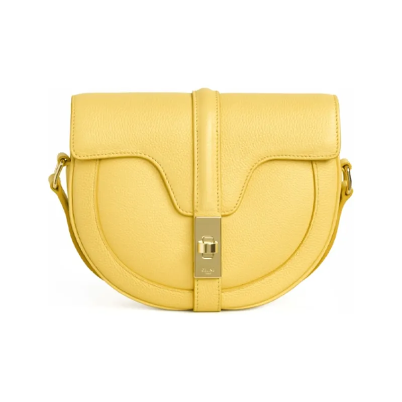 CELINE 16Besace Grain Cow Leather Handbag Shoulder Bags Women's Lemon-0