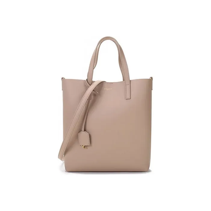 SAINT LAURENT Soft Leather Tote Bag, Shopping Bag, Shoulder Bag, Handbag Regular Women's Dark Beige-0