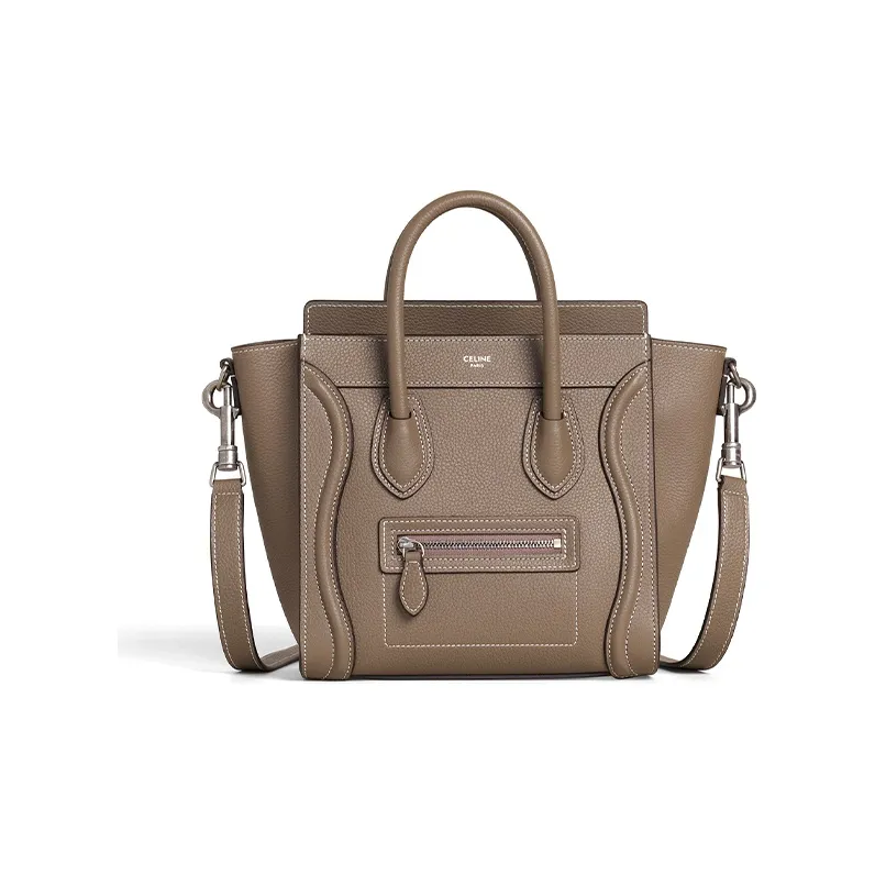 CELINE Classic Cow Leather Handbag Shoulder Bag Women's Mouse Gray-0