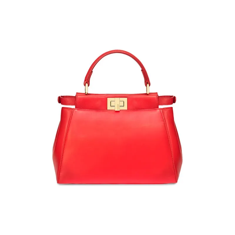 FENDI Mr. Doodle Collaboration Peekaboo Nappa Leather Shoulder Bag Crossbody Bag Handbag Mini Women's Red-2