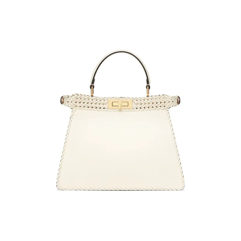 FENDI Peekaboo ISeeU Leather Trunk Bag, Shoulder Bag, Crossbody Bag, Handbag Medium Size Women's White-4