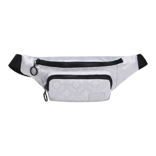 Anta Fabric Crossbody Bag Casual Sling Bag Fanny Pack Unisex Silver White