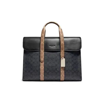COACH Monogram Canvas With Leather Shoulder Bag, Crossbody Bag, Handbag Large Size Men's Charcoal Black