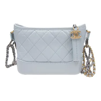 CHANEL Gabrielle Calfskin Hobo Bag Handbag Shoulder Bag Crossbody Bag Small Size Women's Light Blue