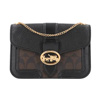 COACH Georgie Leather Small Square Bag Dionysus Shoulder Bag Shoulder Bag Small Size Women's Dark Brown Monogram