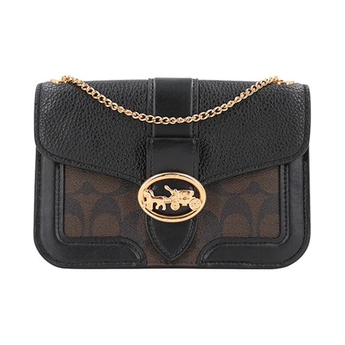 COACH Georgie Leather Small Square Bag Dionysus Shoulder Bag Shoulder Bag Trumpets Women's Dark Brown Monogram-0