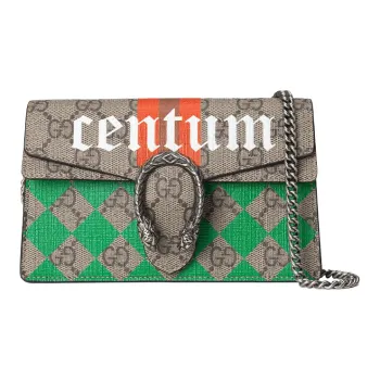 GUCCI Dionysus Canvas With Leather Shoulder Bag Crossbody Bag Mini Women's Ebony/Black