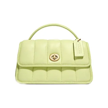 COACH Turnlock Sheepskin Handheld Bag Handbag Shoulder Bag Crossbody Bag Medium Size Women's Cream Yellow