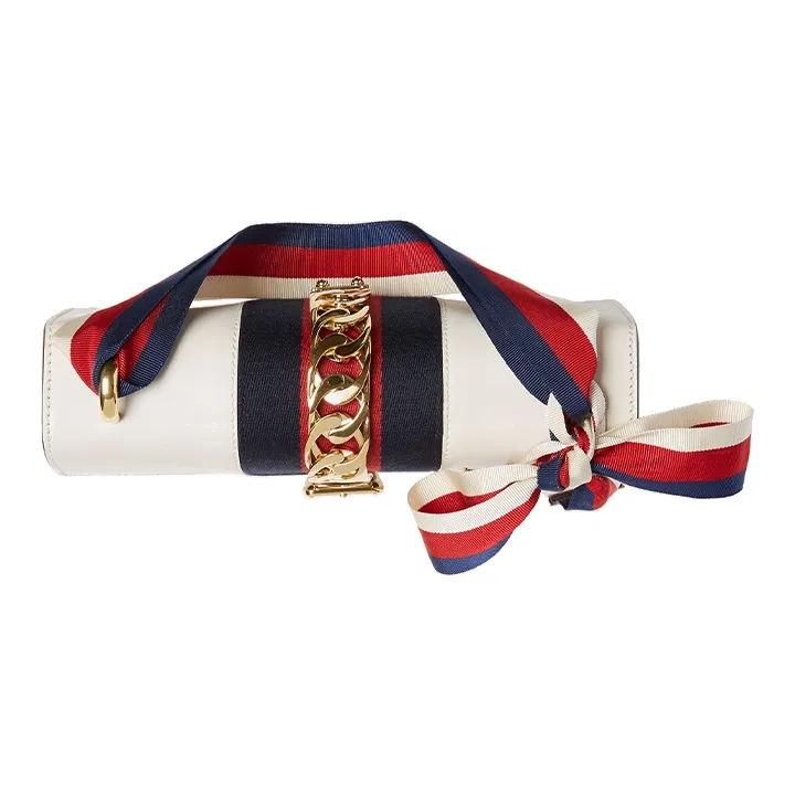 GUCCI Sylvie Leather Portable Crossbody Bag Shoulder Bag Women's White-4
