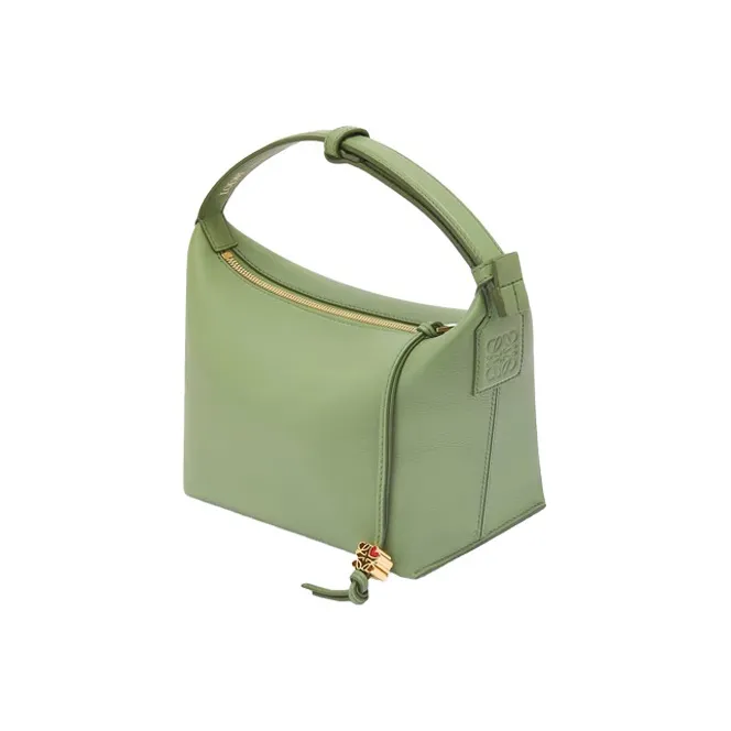 LOEWE Cubi Nappa Calfskin Lunch Box Bag Handbag Small Size Women's Green-1