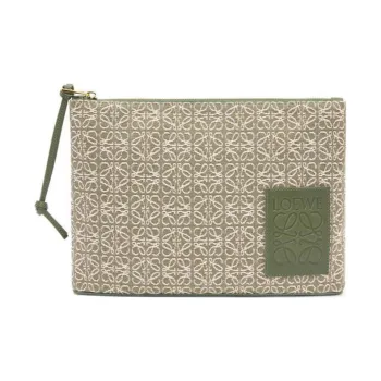 LOEWE Canvas Cow Leather Clutch Women's Green