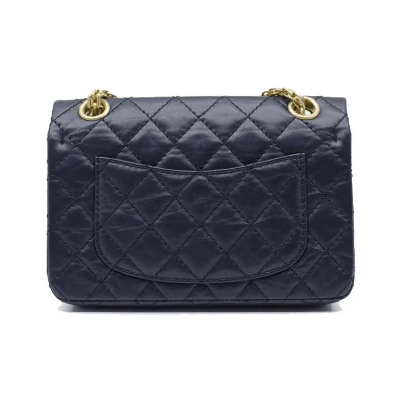 CHANEL Calfskin Flap Bag Shoulder Bag Women's Marine Blue-2