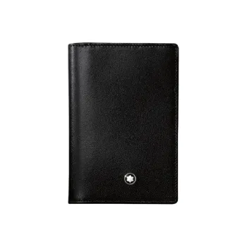 MONTBLANC Meisterstuck Grained Cow Leather Business Card Holder Wallets Men's Black