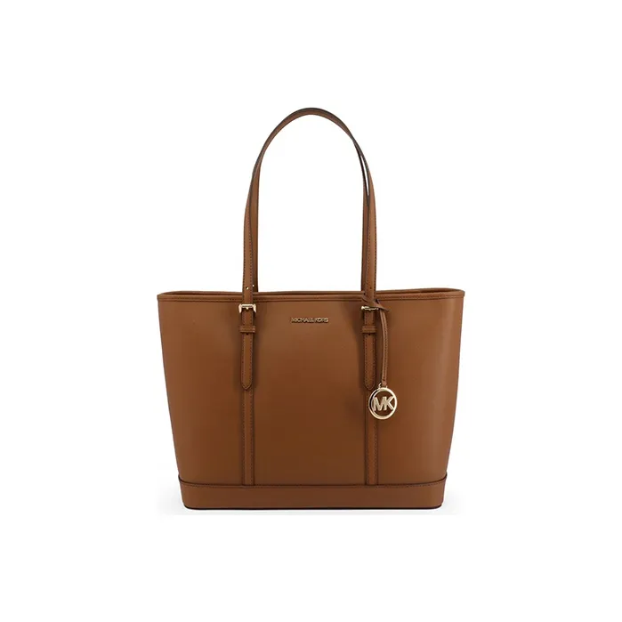 MICHAEL KORS Jet Set Travel Leather Tote Bag, Shopping Bag, Shoulder Bag Women's Caramel Brown-0