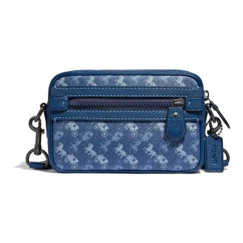 COACH Academy Canvas With Leather Camera Bag, Shoulder Bag, Crossbody Bag Medium Size Men's Denim Blue