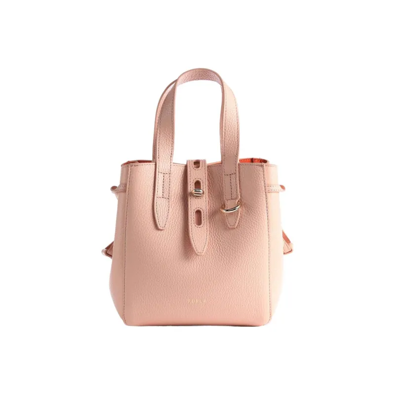 Furla Net Collection Pebbled Leather Basket Bag Shoulder Bag Crossbody Bag Handbag Mini Women's Cherry Blossom Pink-1
